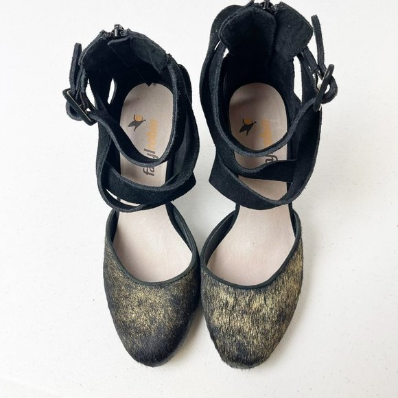 FARYL ROBIN X ANTHROPOLOGIE Black Gold Vegan Suede and Calf Hair Atwood 7 - Picture 5 of 13
